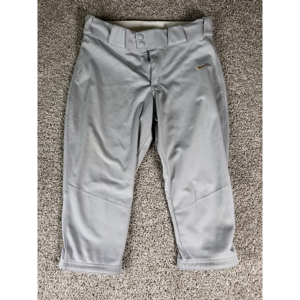 Nike‎ Women's Vapor Select 3/4 Softball Pants Size M Grey Cropped Logo Sporty